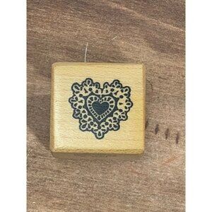 PSX A-071 INTRICATE HEART WOOD MOUNTED RUBBER MINI STAMP VALENTINE LOVE